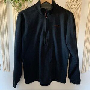 SIMMS Men’s 1/4 Zip Fleece Pullover Black Orange Size Medium